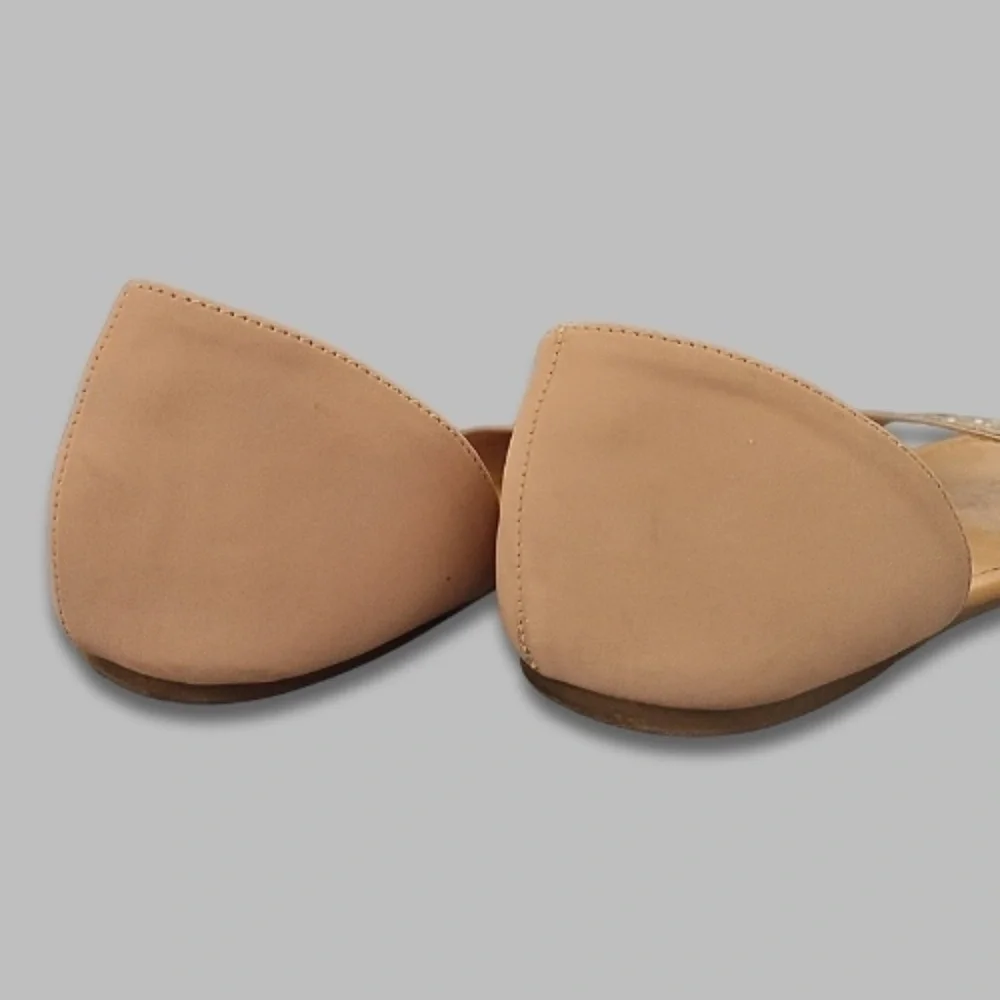 Andiamo Slip-On Flat Sandals Glittering Crystal Cushioned Insole Nude US 10W